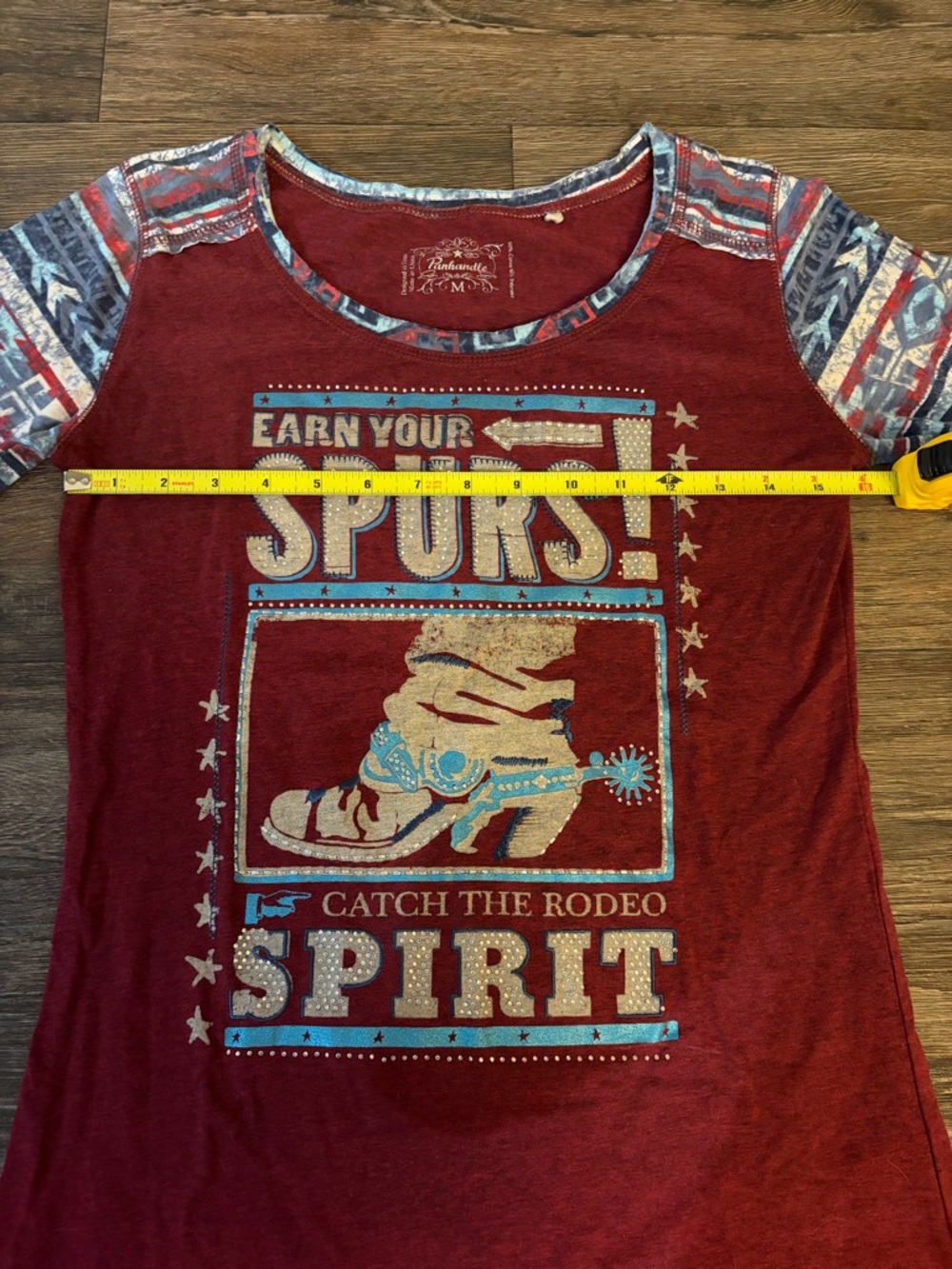 NWOT Women’s Western Panhandle Long Sleeve Earn Your Spurs Rodeo Spirit Size M - Picture 5 of 7